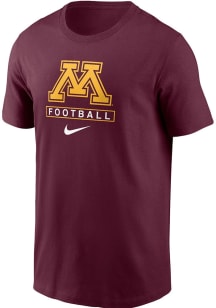 Minnesota Golden Gophers Maroon Nike Football Design Short Sleeve T Shirt