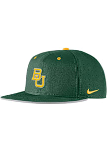 Nike Baylor Bears Mens Green Pro Flat Brim Round Visor Aero Perf Fitted Hat
