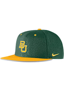 Nike Baylor Bears Mens Green Pro Flat Brim Round Visor Aero Perf Fitted Hat