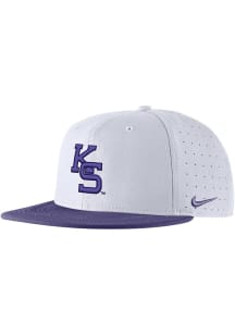 K-State Wildcats Nike Pro Flat Brim Round Visor Aero Perf Fitted Hat - White