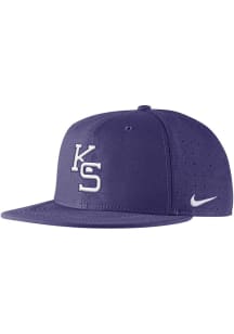 K-State Wildcats Nike Pro Flat Brim Round Visor Aero Perf Fitted Hat - Purple