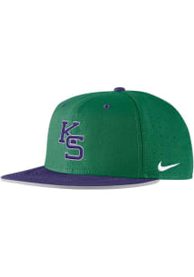 K-State Wildcats Nike Pro Flat Brim Round Visor Aero Perf Fitted Hat - Green