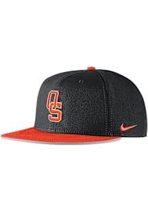 Nike Oklahoma State Cowboys Mens Black Pro Flat Brim Round Visor Aero Perf Fitted Hat