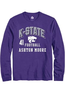 Ashton Moore Mens Purple K-State Wildcats NIL Arch Logo Long Sleeve Player T Shirt