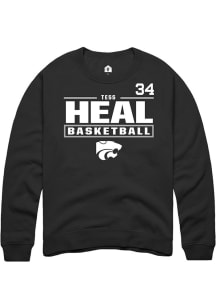 Tess Heal Rally Mens Black K-State Wildcats NIL Stacked Box Player Crew