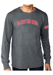 Original Retro Brand Detroit Red Wings Grey Mock Twist Long Sleeve Fashion T Shirt
