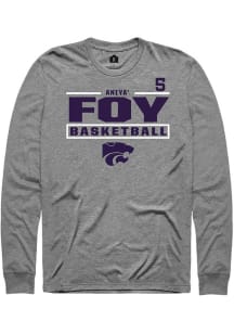 Aniya’ Foy Mens Graphite K-State Wildcats NIL Stacked Box Long Sleeve Player T Shirt