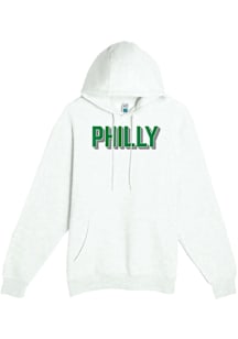 Philadelphia Womens White Drop Shadow Rhinestone Wordmark Hooded Sweatshirt