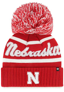 47 Nebraska Cornhuskers Red Spirited Cuff Pom Womens Knit Hat