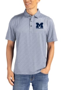 Mens Michigan Wolverines Ash Cutter and Buck Letterwinners M Club Pike Pebble Short Sleeve Polo Sh..