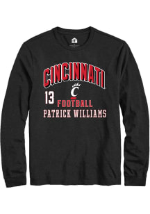 Patrick Williams Mens Black Cincinnati Bearcats NIL Arch Logo Long Sleeve Player T Shirt