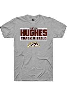Kaelin Hughes Western Michigan Broncos Grey NIL Stacked Box Short Sleeve Player T Shirt