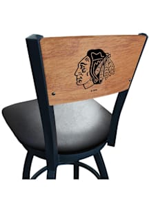 Chicago Blackhawks Vinyl Seat Maple Back Swivel Pub Stool - Black