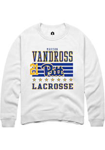 Madison Vandross Rally Mens White Pitt Panthers NIL Striped Player Crew