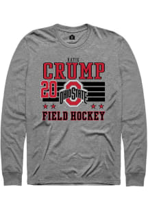 Katie Crump Mens Grey Ohio State Buckeyes NIL Striped Long Sleeve Player T Shirt