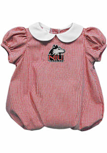 Vive La Fete Northern Illinois Huskies Baby Red Gingham Collar Short Sleeve One Piece