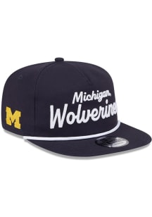 New Era Michigan Wolverines Navy Blue GOLFER TEAM TEXT Mens Snapback Hat