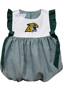 Vive La Fete Northern Michigan Wildcats Baby Girls Green Gingham Bubble Short Sleeve Dress