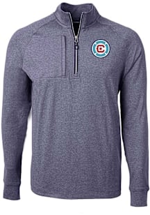 Cutter and Buck Chicago Fire Mens Navy Blue Adapt Eco Long Sleeve Qtr Zip Pullover