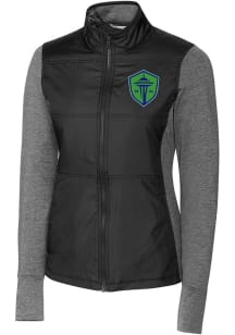 Cutter and Buck Seattle Sounders FC Womens Black Stealth Light Weight Jacket