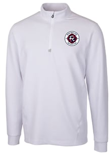 Cutter and Buck New England Revolution Mens White Traverse Long Sleeve Qtr Zip Pullover