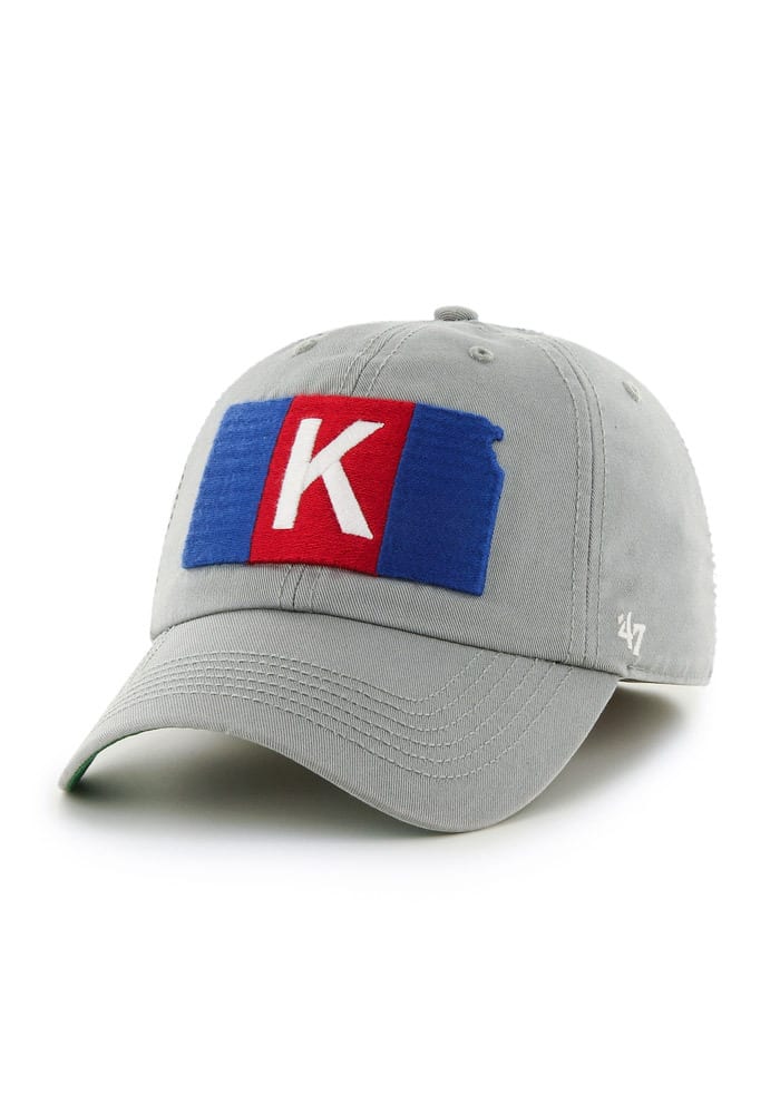 47 Kansas Jayhawks Mens Grey Historical Basketball Logo Fitted Hat