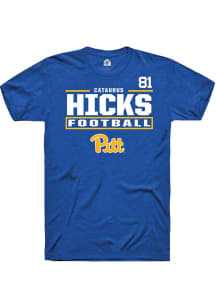 Cataurus Hicks Rally Mens Blue Pitt Panthers NIL Stacked Box Player T Shirt