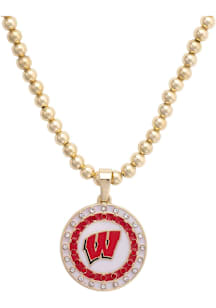 Wisconsin Badgers Pave Disc Necklace