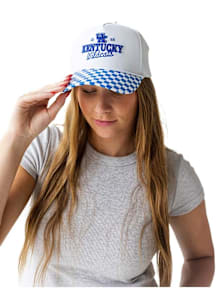 Gameday Social Kentucky Wildcats White Albon Check Womens Adjustable Hat