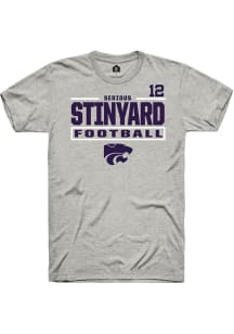 Serious Stinyard Rally Mens Ash K-State Wildcats NIL Stacked Box Player T Shirt