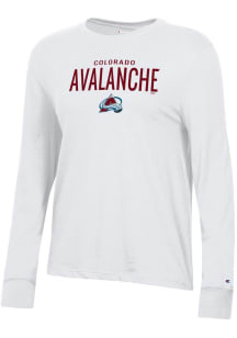 Champion Colorado Avalanche Womens White Mascot Logo Core LS Tee