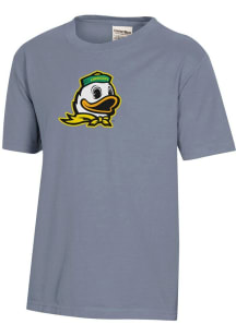 Youth Oregon Ducks Grey ComfortWash Logo   Garment Dyed Short Sleeve T-Shirt