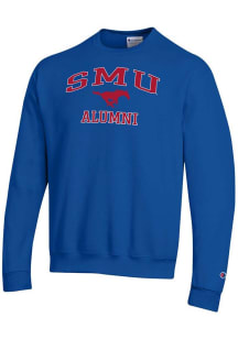Champion SMU Mustangs Mens Blue Logo Alumni Powerblend Long Sleeve Crew Sweatshirt