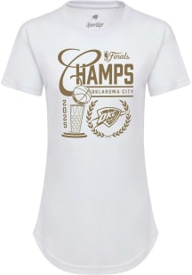 Oklahoma City Thunder Womens White 2025 Final Champions Short Sleeve T-Shirt