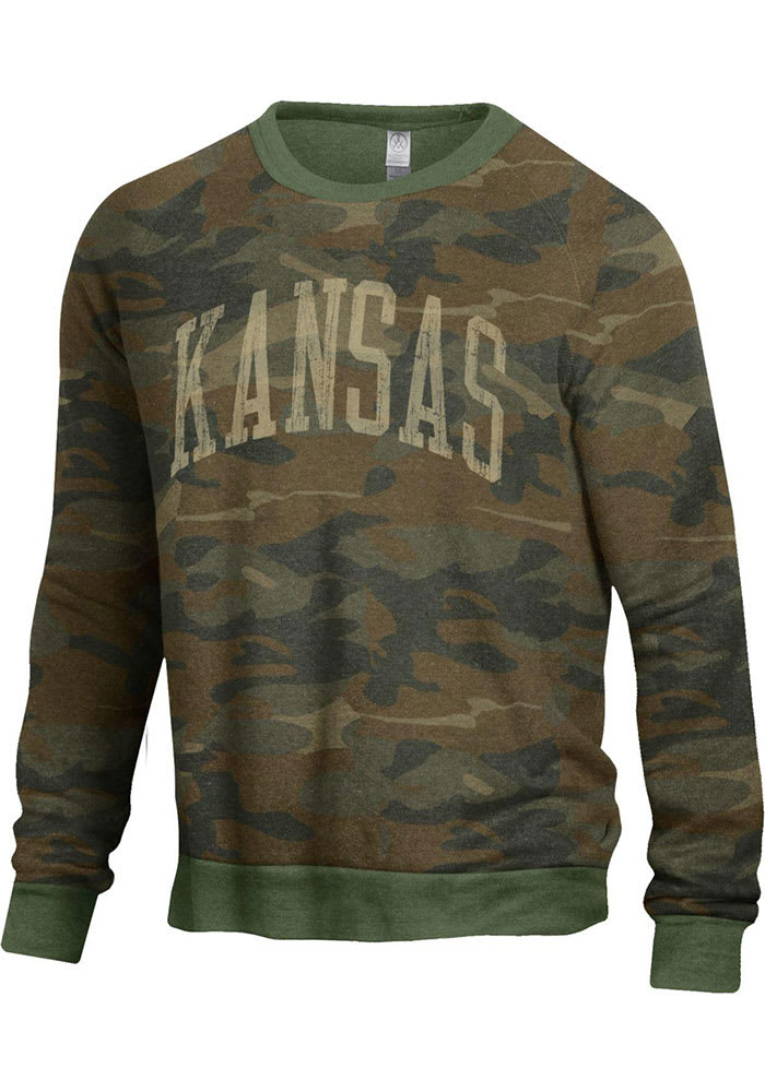Alternative Apparel Kansas Jayhawks Mens Green The Champ Long Sleeve Fashion Sweatshirt