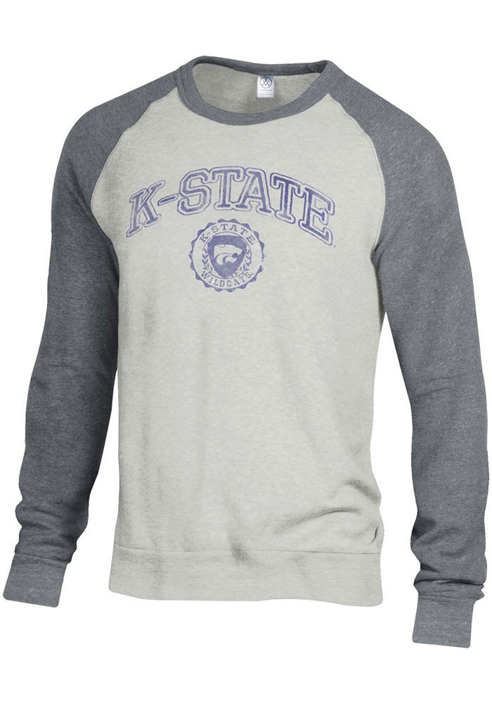 Alternative Apparel K-State Wildcats Mens Oatmeal Color Block Champ Long Sleeve Fashion Sweatshirt
