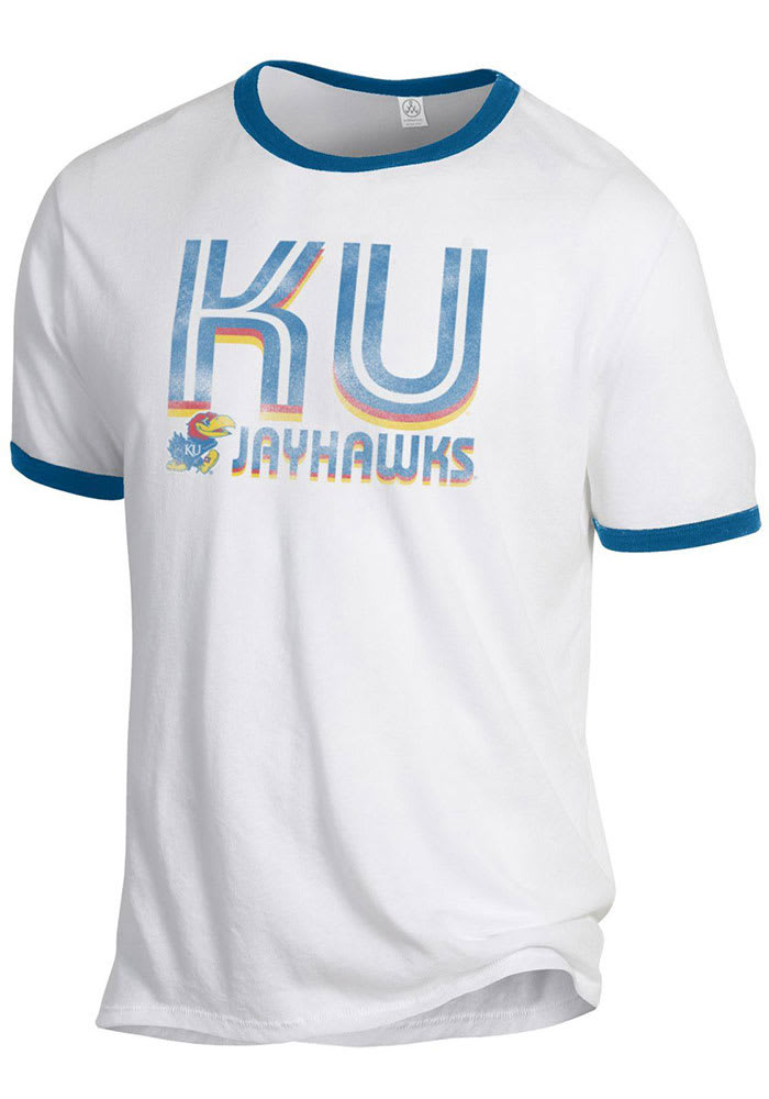 Alternative Apparel Kansas Jayhawks White Keeper Ringer Short Sleeve Fashion T Shirt