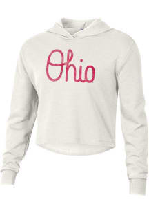 Alternative Apparel Ohio State Buckeyes Womens White Burnout Cropped Hooded Sweatshirt