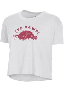 Alternative Apparel Arkansas Razorbacks Womens White Headliner Crop Short Sleeve T-Shirt