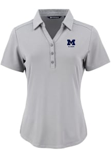 Cutter and Buck Michigan Wolverines Womens Ash Alumni Forge Eco Polo Short Sleeve Polo Shirt