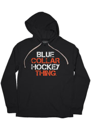 BreakingT Philadelphia Flyers Mens Black Blue Collar Hockey Long Sleeve Hoodie