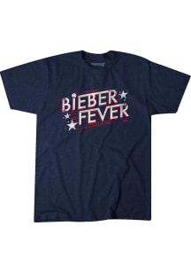 Shane Bieber Cleveland Guardians Navy Blue Bieber Fever Short Sleeve Fashion Player T Shirt