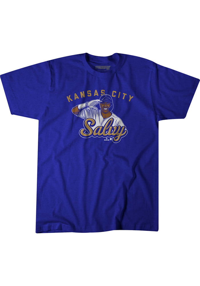 breakingt Salvador Perez Kansas City Royals Light Blue Salvy Salute Short Sleeve Fashion Player T Shirt, Light Blue, 50 COT/25 POLY/25 RAY, Size L, Rally House