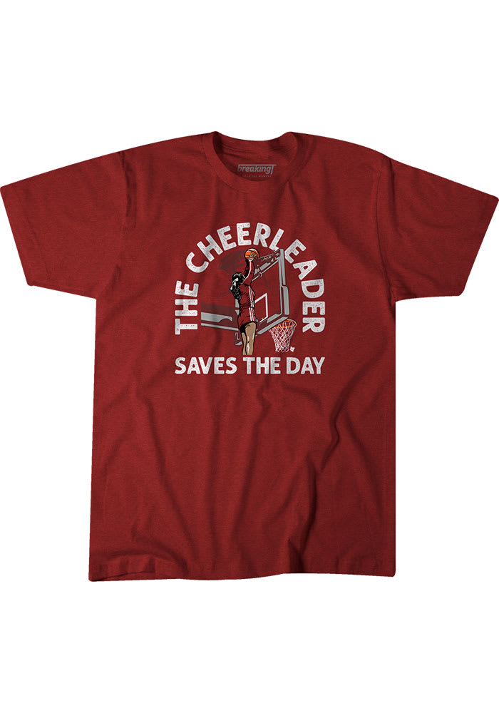 BreakingT Indiana Hoosiers Red Cheerleader Saves the Day Short Sleeve Fashion T Shirt