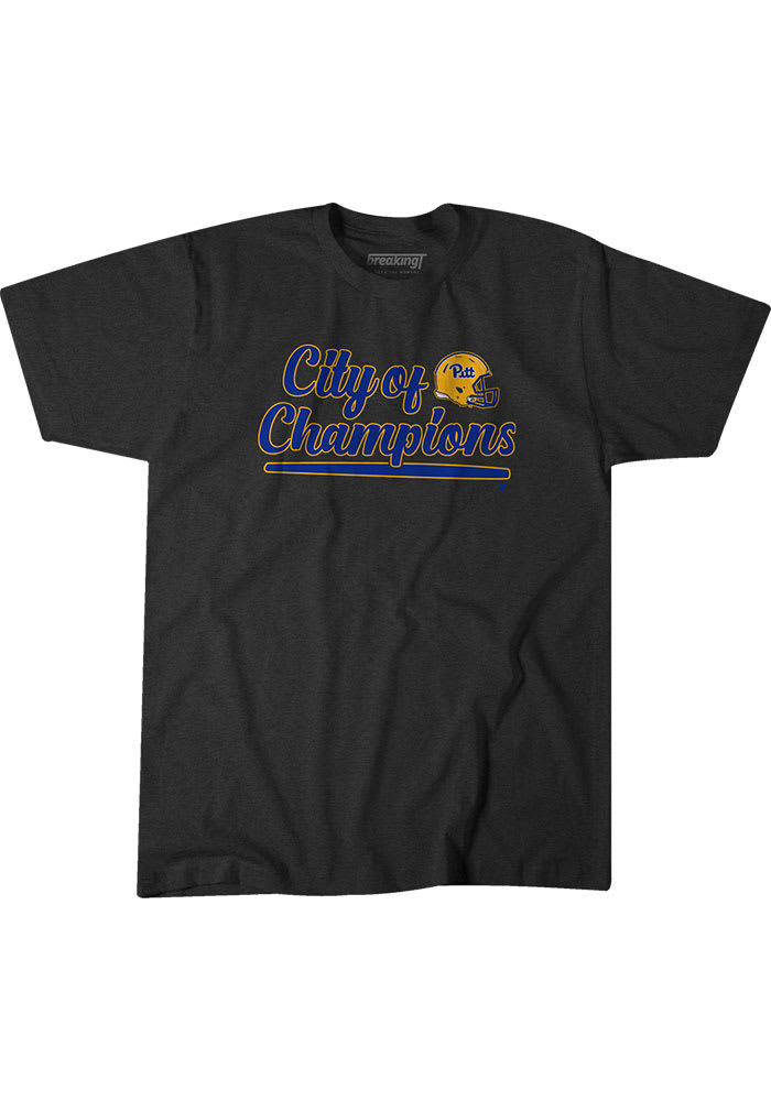 BreakingT Pitt Panthers Grey City of Champions Short Sleeve Fashion T Shirt