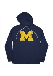 BreakingT Michigan Wolverines Mens Navy Blue Big Logo Fashion Hood