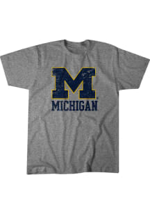 BreakingT Michigan Wolverines Grey Name Drop Short Sleeve Fashion T Shirt