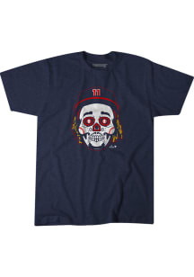 Jose Ramirez Cleveland Guardians Navy Blue Sugar Skull Short Sleeve Fashion Player T Shirt