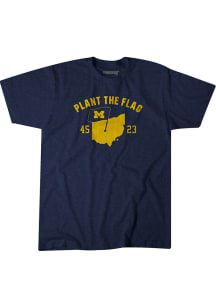 BreakingT Michigan Wolverines Navy Blue Plant the Flag Score Short Sleeve Fashion T Shirt