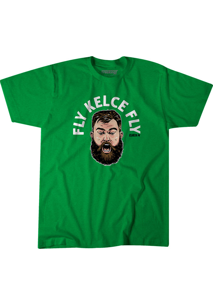 Jason Kelce Philadelphia Eagles Green BreakingT FLY KELCE FLY Short Sleeve Fashion T Shirt